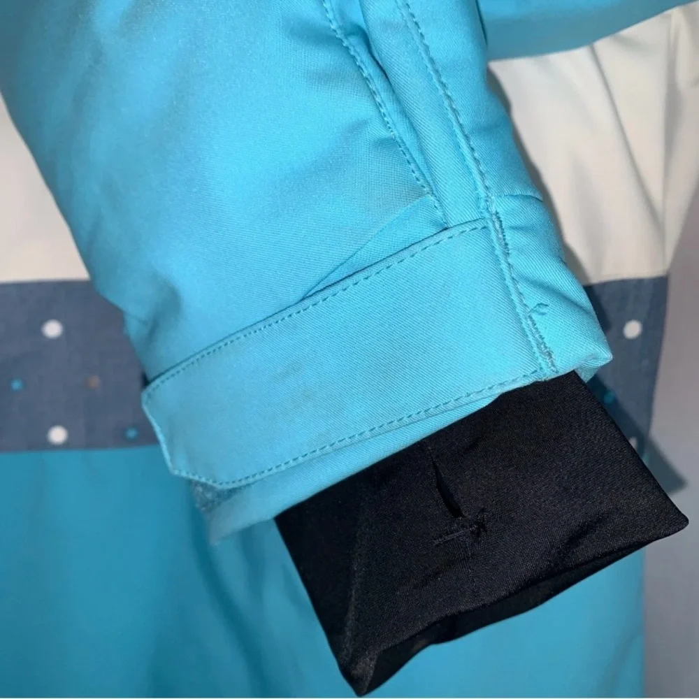 Girl’s XXL Orage Winter Coat Ski Snow Jacket Teal Blue White Polka Dot